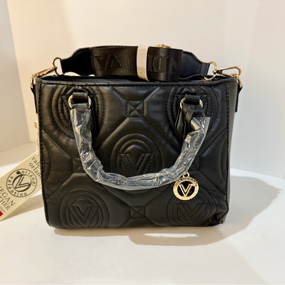 Valentino Orlandi Black Quilted Satchel